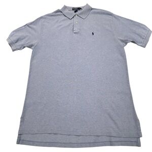 Polo Ralph Lauren Classic Fit Polo Shirt Mens XL Gray Short Sleeve Light Blue